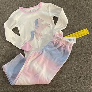 Carter's Purple Blue Pink White Unicorn Pajamas Fleece Pants NWT 3T Girls Pj’s